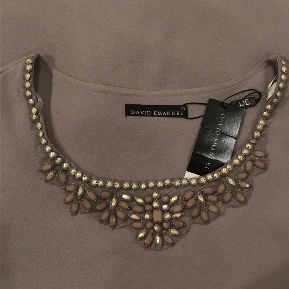 Nwt David Emanuel Elegant Beaded Neck Blouse - Picture 6 of 7